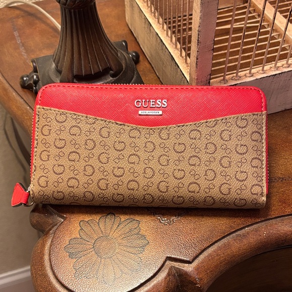 Guess Handbags - GUESS‎ Red and Tan Women's Wallet